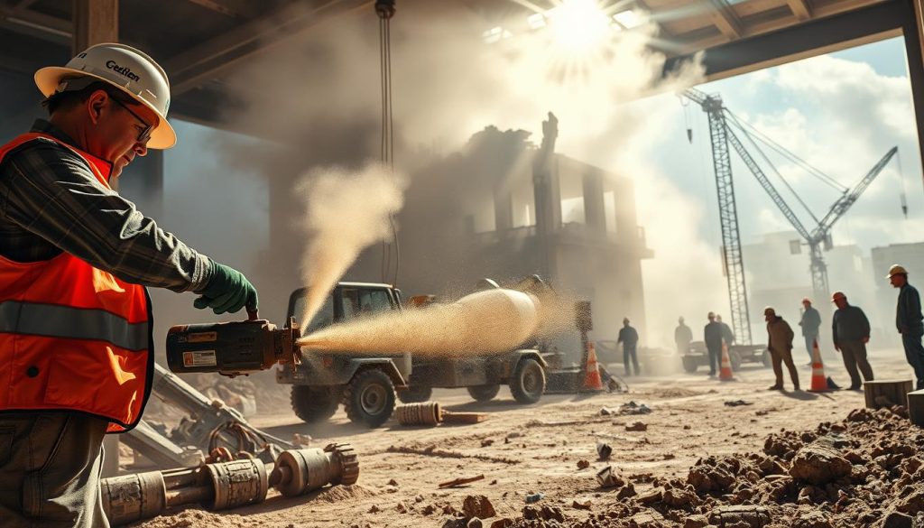 underpinning noise and dust